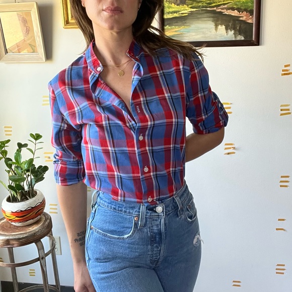 VTG plaid Russ button up - Picture 3 of 9